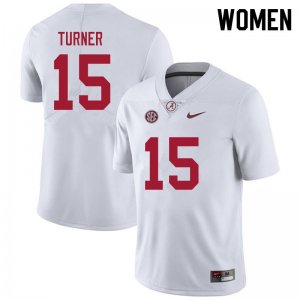 NCAA Women's Alabama Crimson Tide #15 Dallas Turner Stitched College 2021 Nike Authentic White Football Jersey IN17F55JU